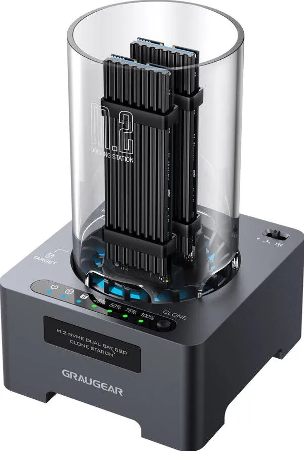 Docking Station GrauGear DM.2 Klone Station M.2 NVMe SSD mit Lüfter 20Gbit