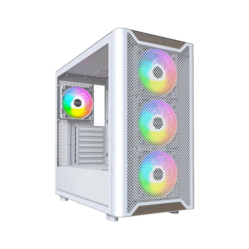 Carcasa PC Montech XR Wood, Midi-Tower, ATX, ARGB, Tempered Glass - White