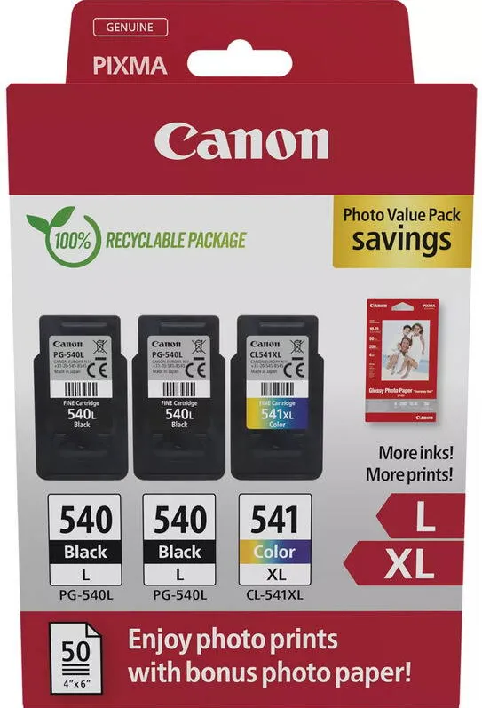 Cartus Imprimanta Canon PG-540L x2 + CL-541XL + Hartie foto GP-501 50 de coli Value Pack