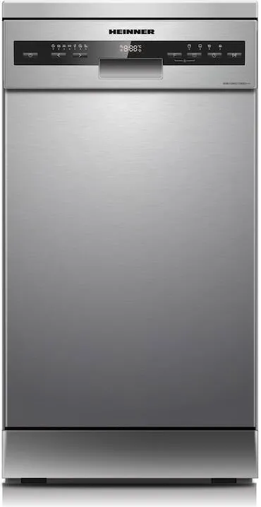 HEINNER Masina de spalat vase HDW-FSM45710AXD+++, 10 seturi, 7 programe, Auto-Door opening, Control electronic, Display LED, Clasa D, 45 cm, Inox