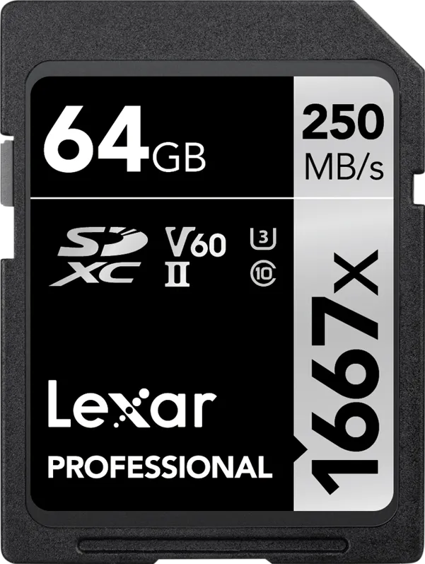 Card de Memorie Lexar 64GB SDXC Pro 1667X UHS-II U3 R250/W120 (V60)