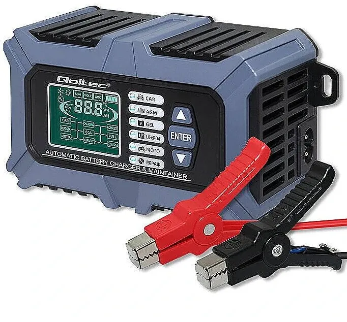Incarcator baterie auto QOLTEC 12V 6A cu tester baterie
