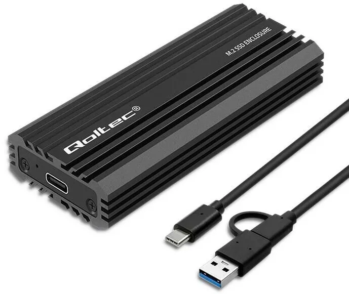 Rack QOLTEC Enclosure for drive M.2 SATA, NVMe, USB C, 2TB