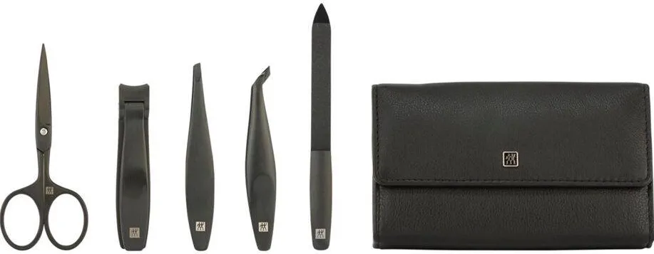 ZWILLING Set manichiura din piele, 5 piese, negru