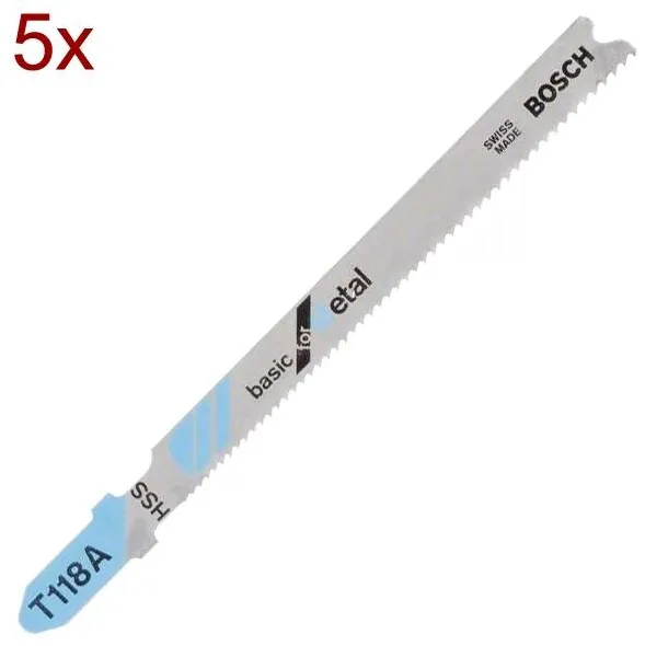 BOSCH T 118 A - Panza fierastrau pendular, tija cu un prag de prindere (T), 92 mm, metal, taiere dreapta, fina, 5 bucati