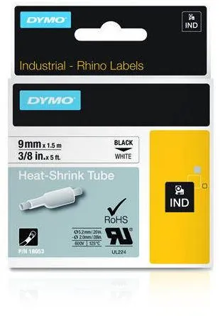 Banda etichete Dymo Rhino termo 9mmx1.5m Negru->Alb