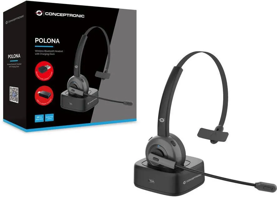 Casti Office/Call Center CONCEPTRONIC Wireless Bluetooth negru