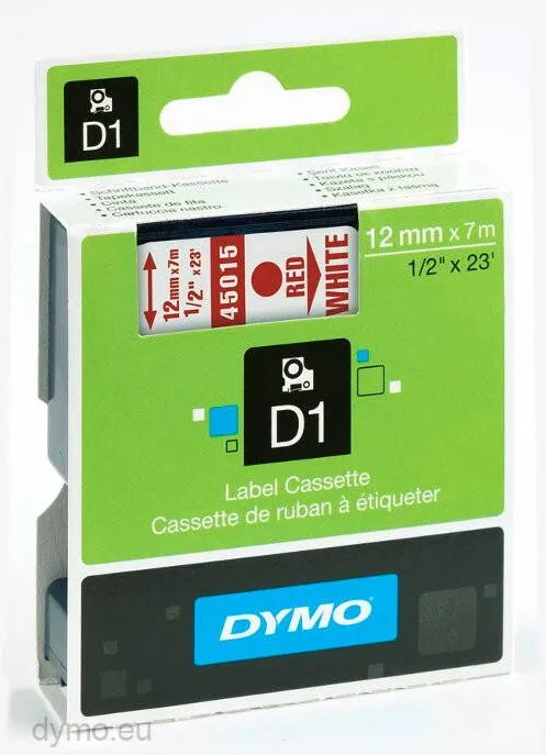 Banda etichete Dymo D1 45015 12mmx7.0m Rosu ->Alb