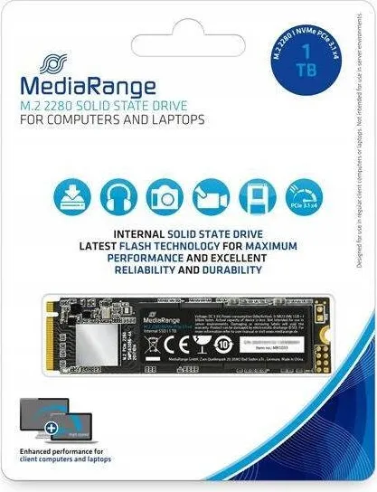 SSD MediaRange Intern.M.2 2280 NVMe PCIe TLC Nand 1TB