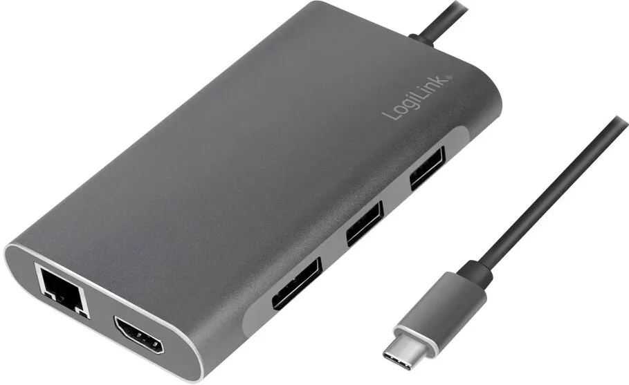 Docking Station Logilink USB 3.2 Gen1,USB-C,8-Port,PD,Argintiu