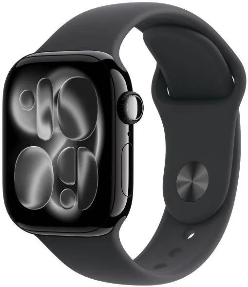 Smartwatch Apple Watch Series 11 Aluminium, 1.77inch, Curea Silicon S/M, Jet Black - Black Sport Band
