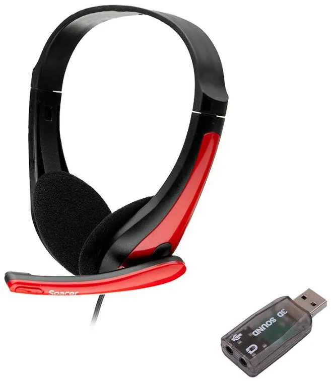 Casti Over-Head Spacer SPK-507-USB Black/Red
