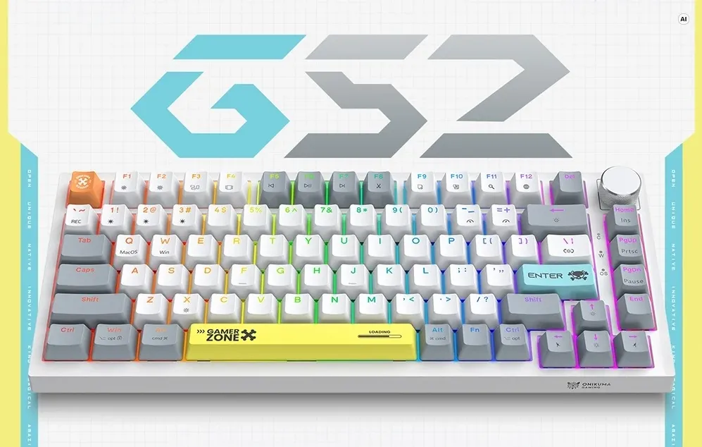 Tastatura mecanică Onikuma G52 cu iluminare RGB, taste colorate și un buton de control al volumului