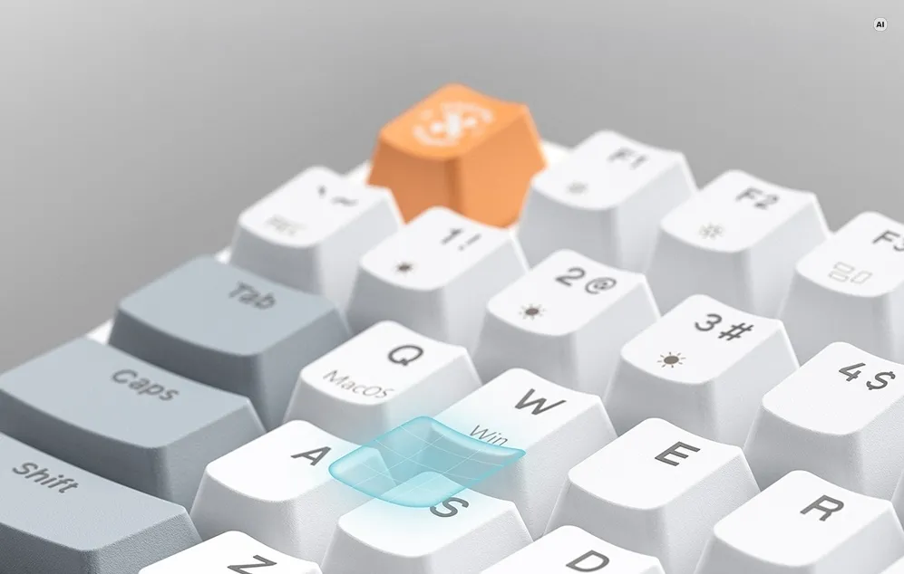 Tastele mecanice albe și gri ale tastaturii Onikuma G52, cu capace de taste conturate