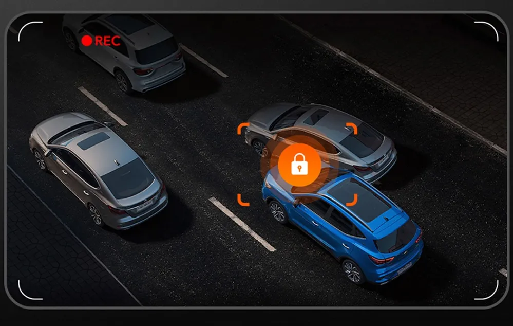 Vizualizarea protecției înregistrării automate în timpul unui incident de trafic într-o parcare